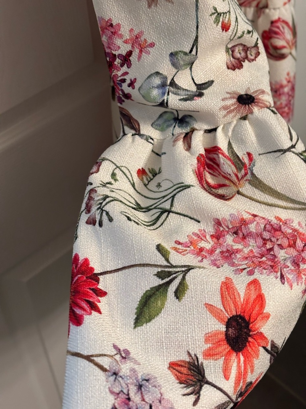 Eliza J Cream Floral Midi Dress with Pink & Green Accents - Picture 6 of 10